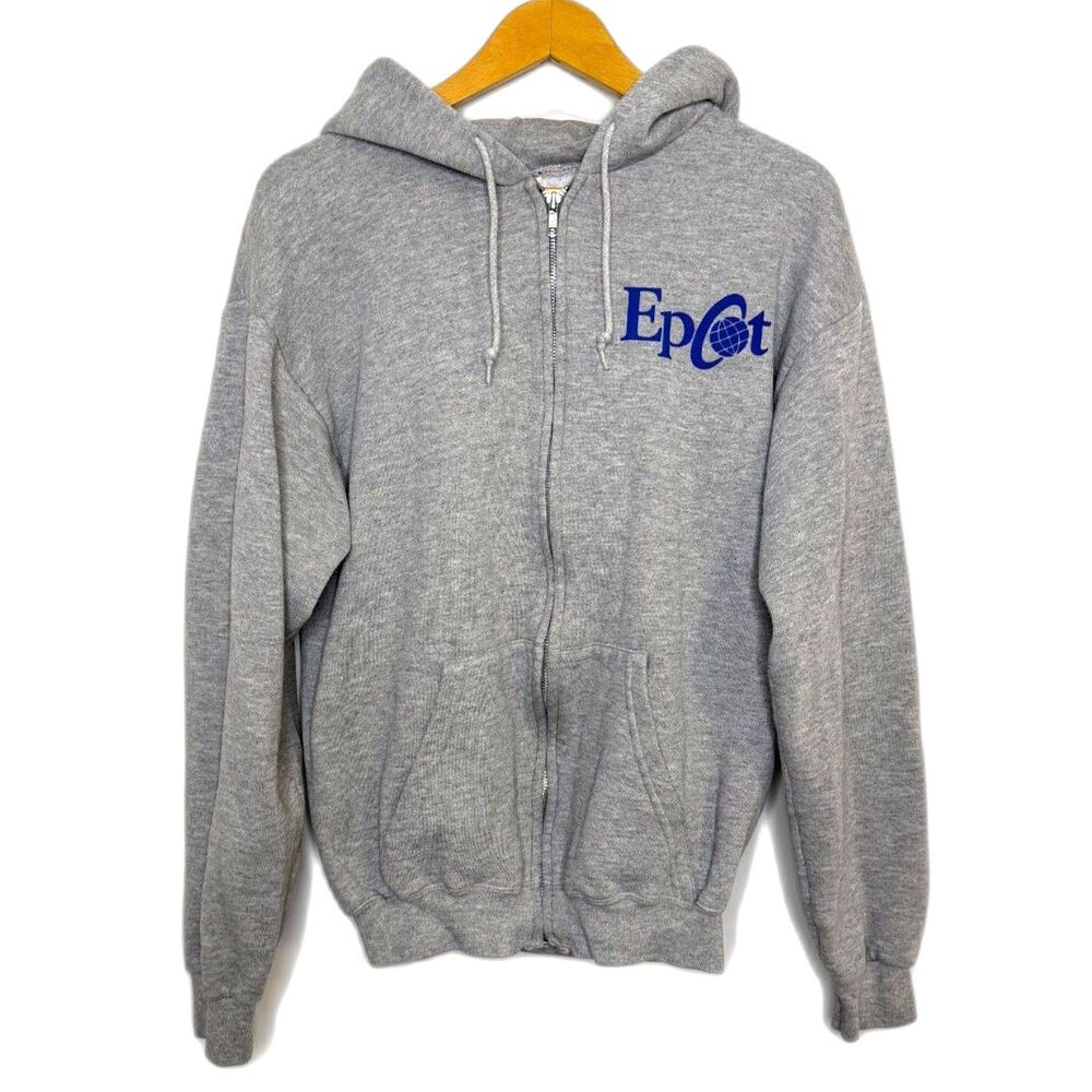 Mickey Inc. Walt Disney Epcot Vintage Mickey Flag‎ Zip Up Hoodie Size M